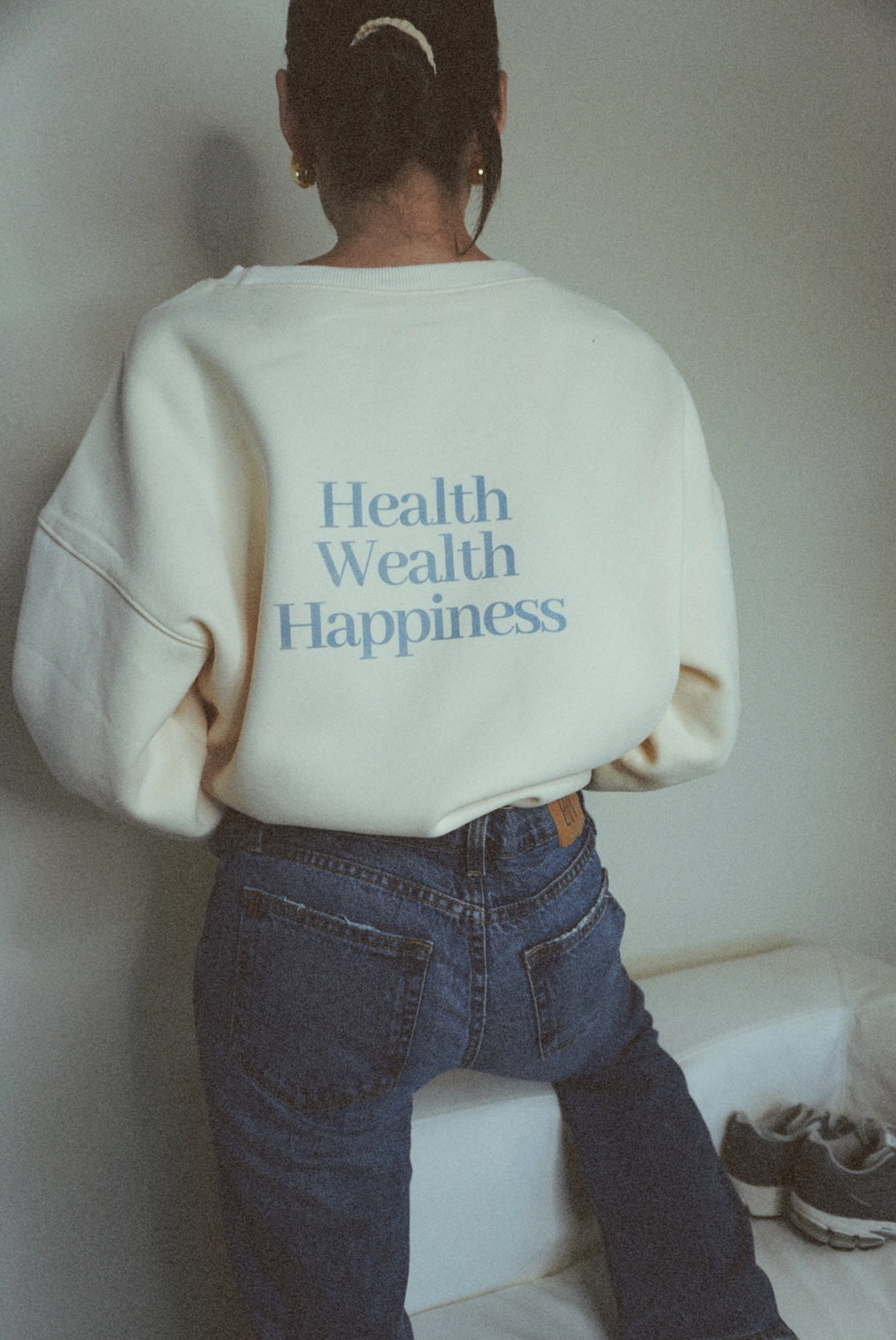 Health Wealth Happiness Apricot Oversized Crewneck Sweatshirt