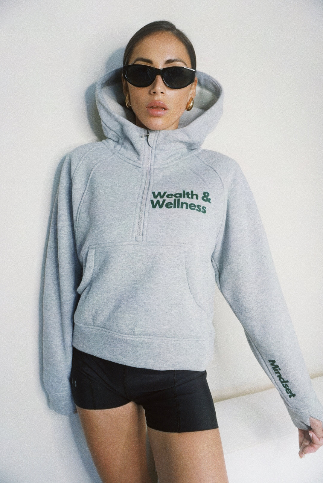 Wealth & Wellness Scuba Oversized Half-Zip Hoodie