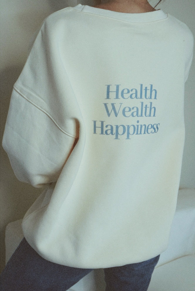 Health Wealth Happiness Apricot Oversized Crewneck Sweatshirt