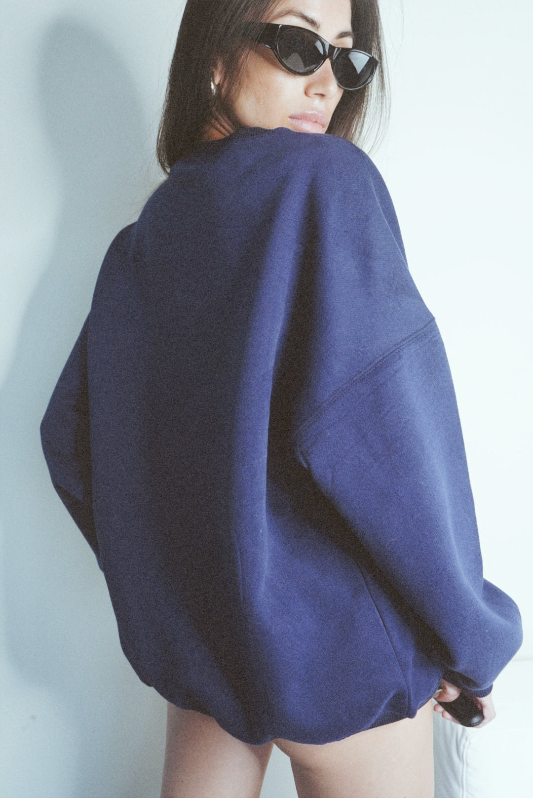 Wealth & Wellness Club Navy Blue Oversized Crewneck Sweatshirt