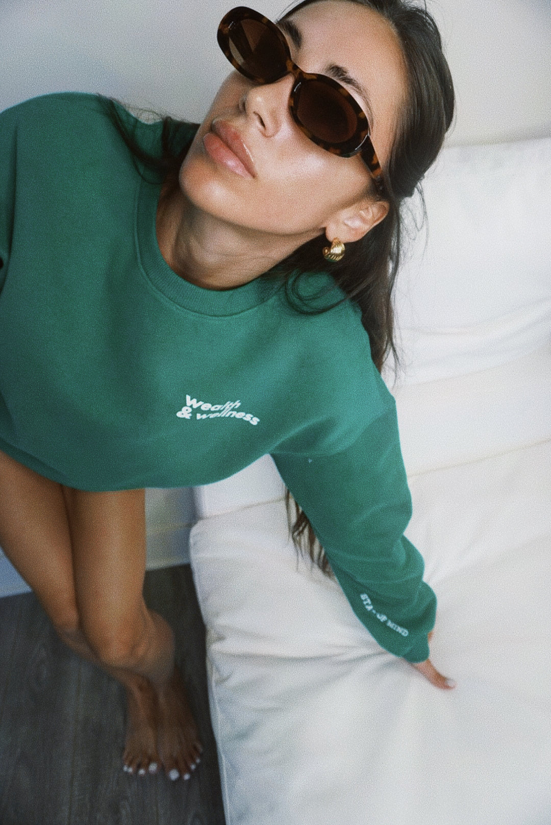 Wealth & Wellness Club Kelly Green Oversized Crewneck Sweatshirt