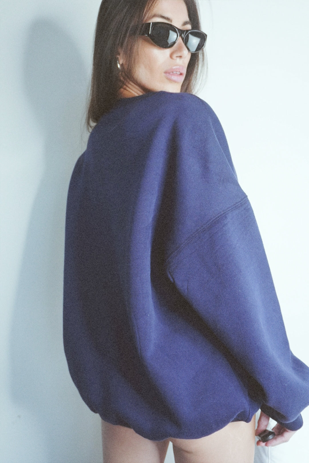 Wealth & Wellness Club Navy Blue Oversized Crewneck Sweatshirt