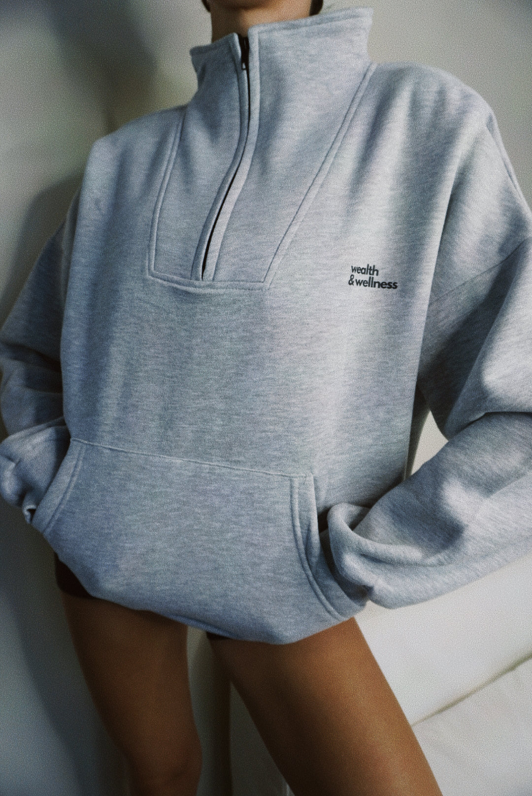 Wealth & Wellness Scuba Oversized Half-Zip Hoodie