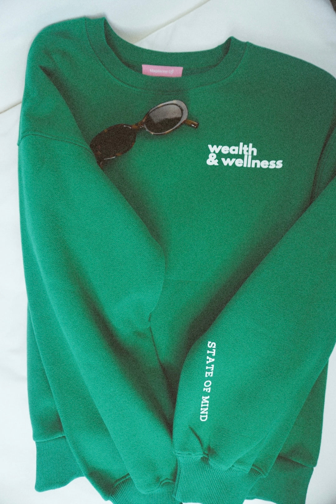 Wealth & Wellness Club Kelly Green Oversized Crewneck Sweatshirt