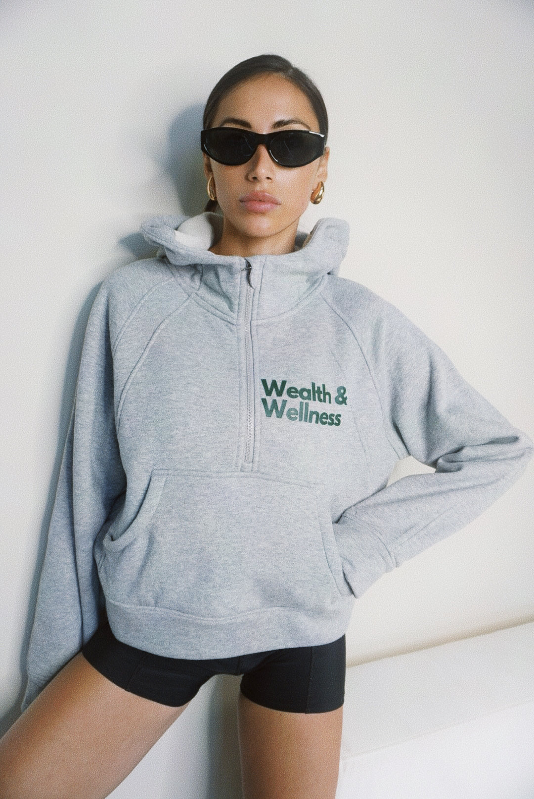 Wealth & Wellness Scuba Oversized Half-Zip Hoodie