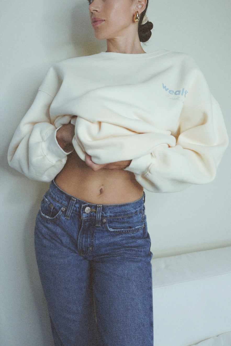 Health Wealth Happiness Apricot Oversized Crewneck Sweatshirt