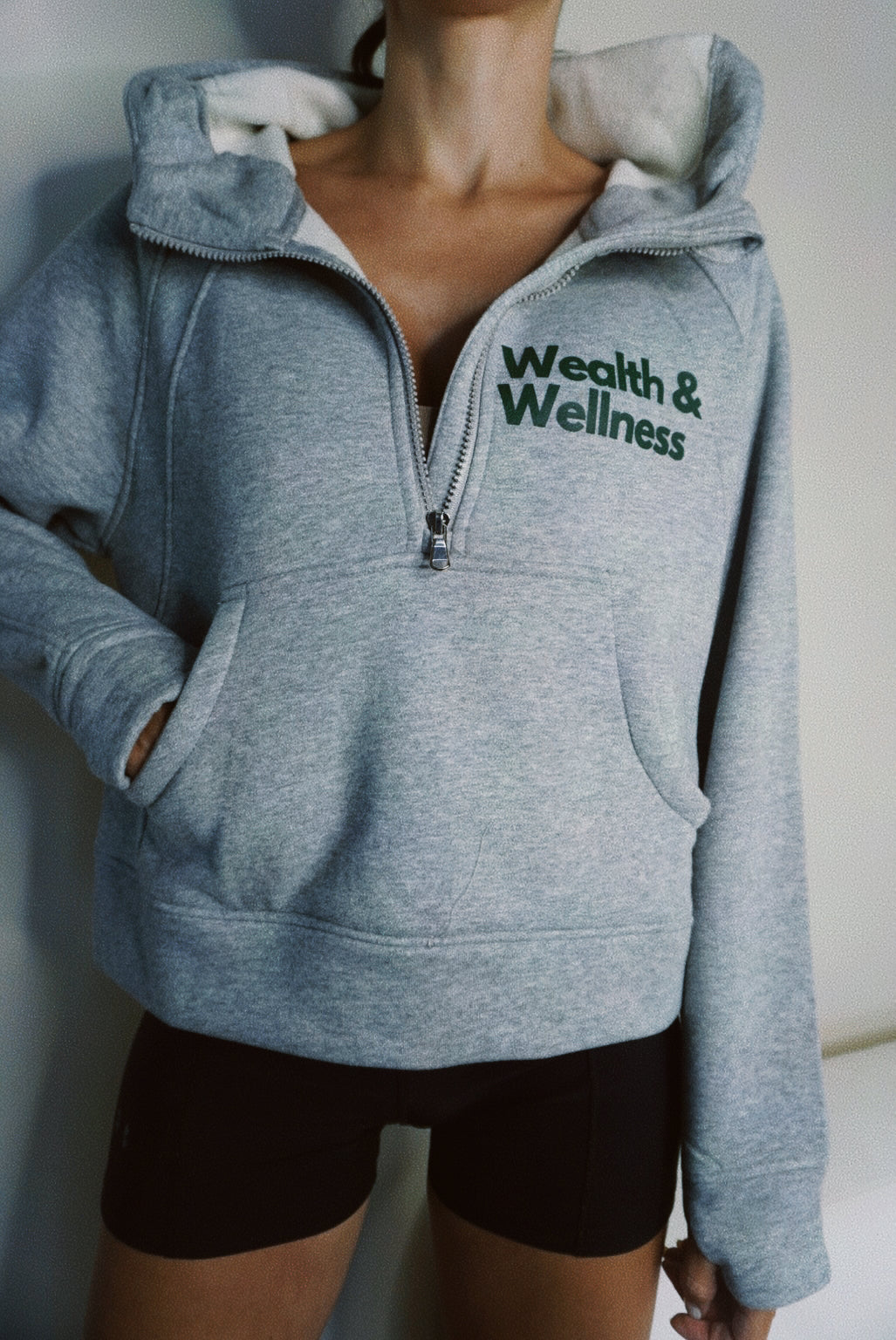 Wealth & Wellness Scuba Oversized Half-Zip Hoodie