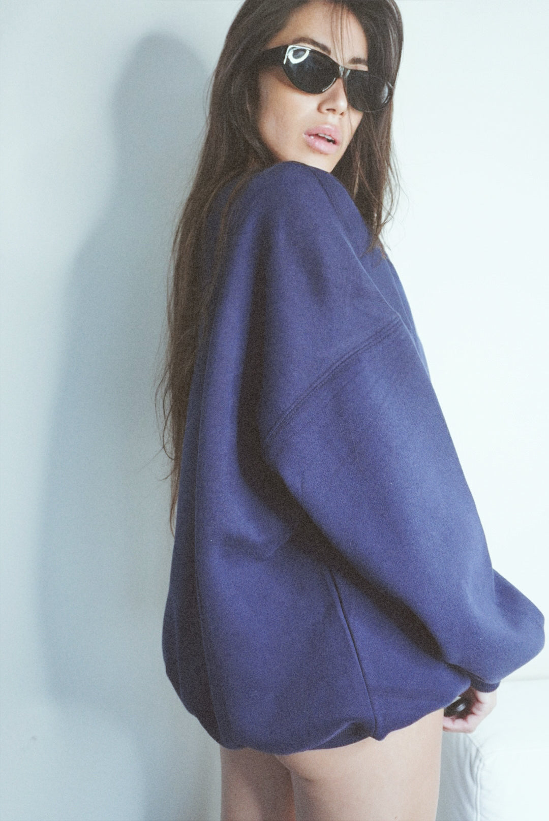 Wealth & Wellness Club Navy Blue Oversized Crewneck Sweatshirt