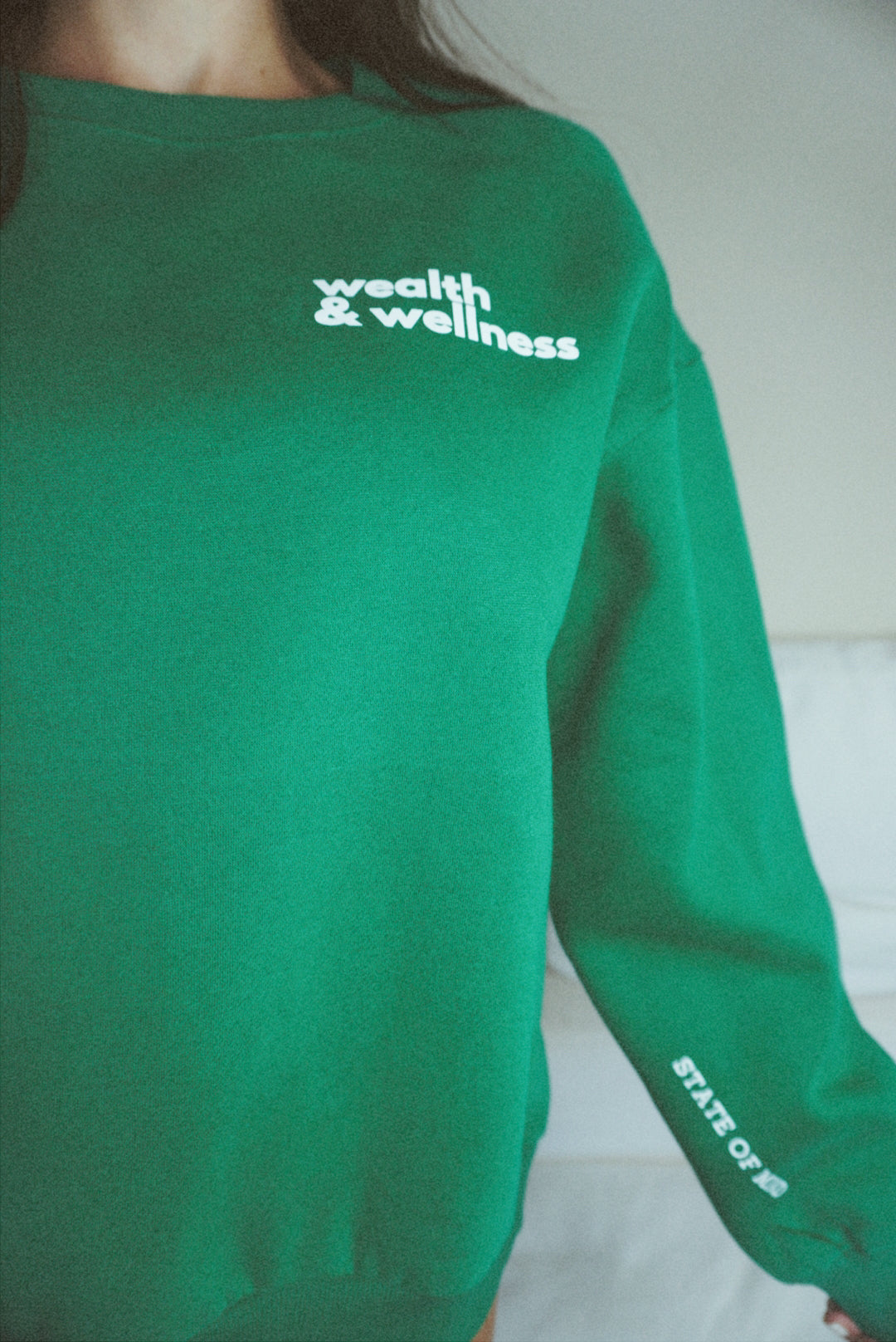 Wealth & Wellness Club Kelly Green Oversized Crewneck Sweatshirt