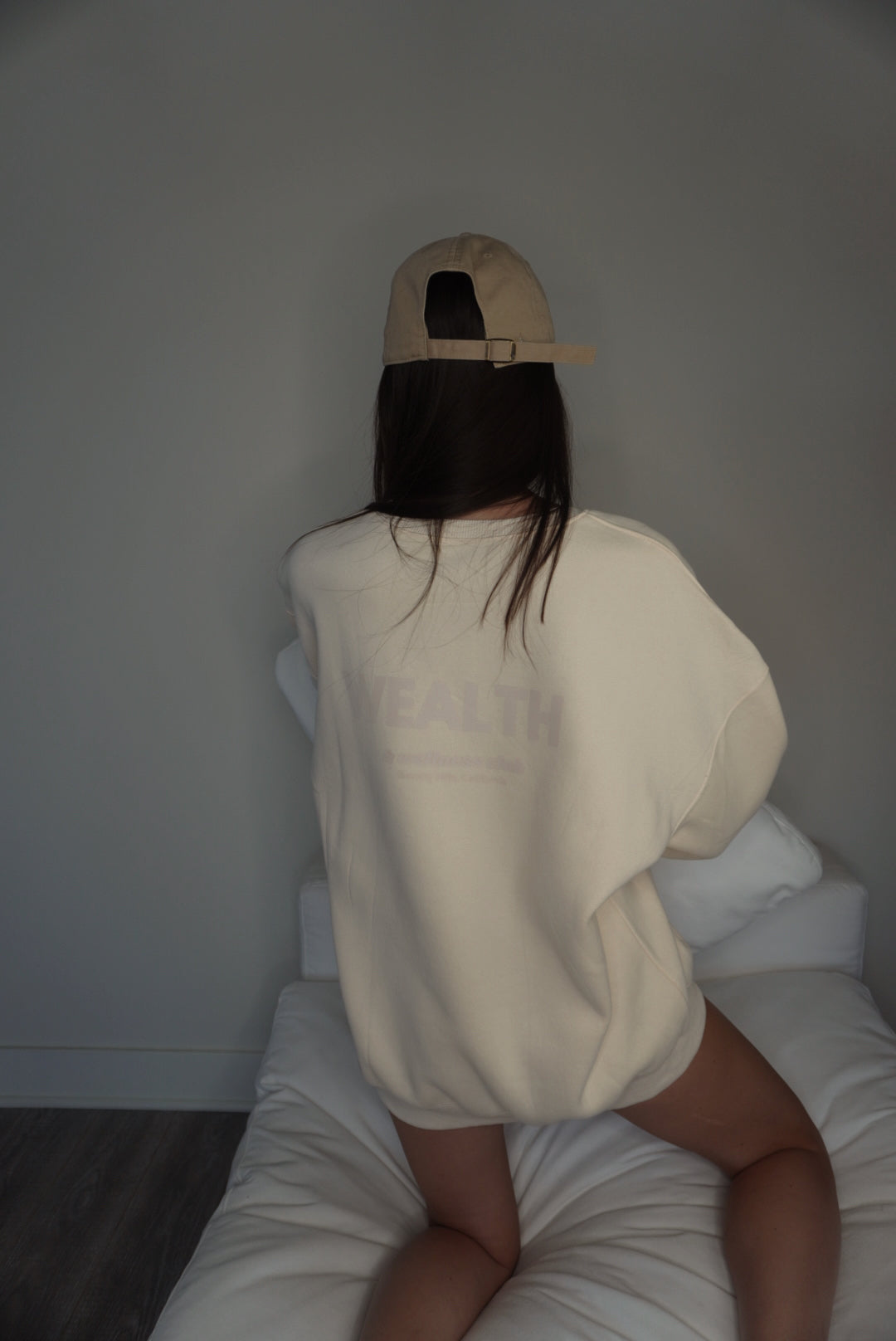 Wealth & Wellness Club Apricot on Apricot Oversized Crewneck Sweatshirt