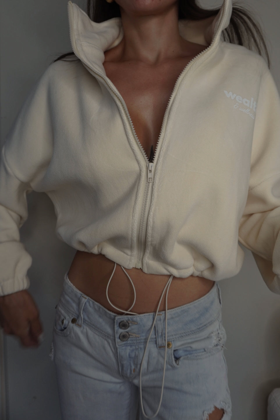 Wealth & Wellness Crop Teddy Jacket