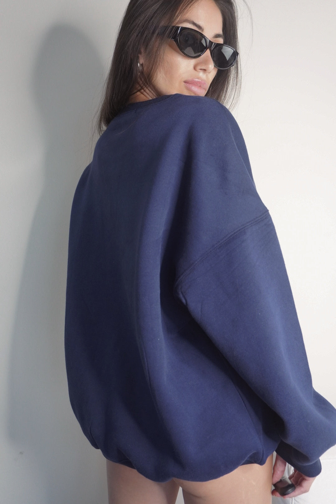Wealth & Wellness Club Navy Blue Oversized Crewneck Sweatshirt