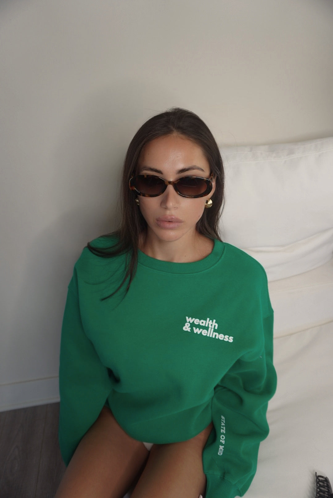Wealth & Wellness Club Kelly Green Oversized Crewneck Sweatshirt