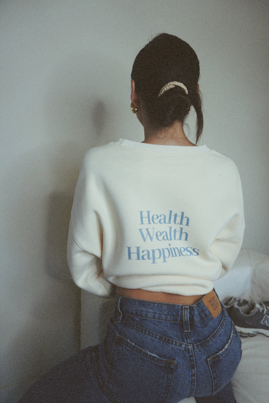 Health Wealth Happiness Apricot Oversized Crewneck Sweatshirt