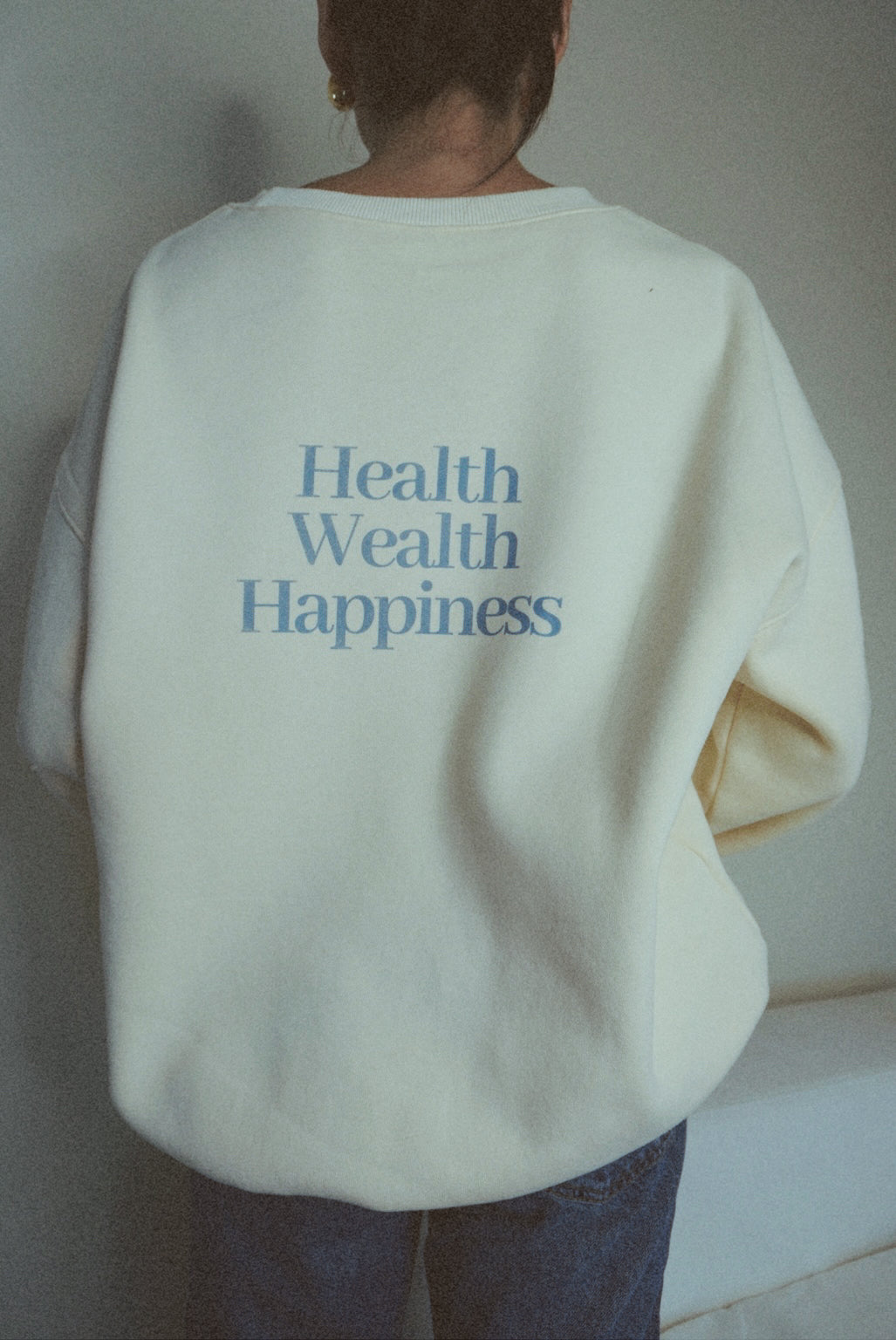 Health Wealth Happiness Apricot Oversized Crewneck Sweatshirt
