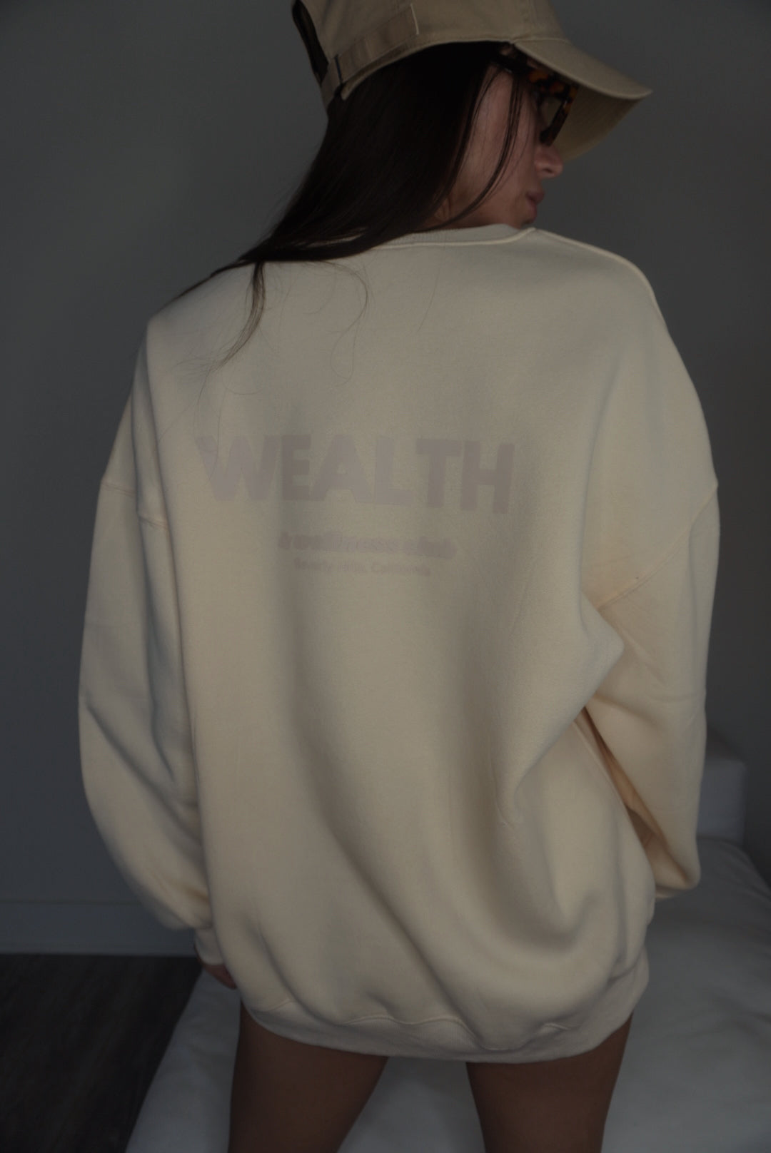 Wealth & Wellness Club Apricot on Apricot Oversized Crewneck Sweatshirt
