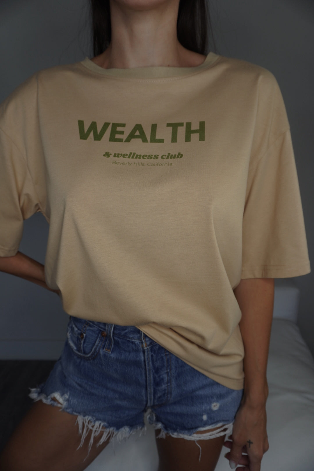 Wealth & Wellness Oversized Tan T-Shirt