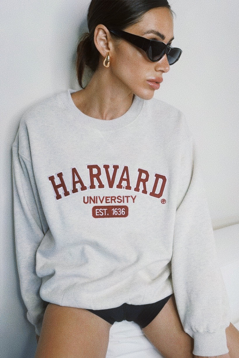 Original Harvard University Est 1636 Grey and Maroon Crewneck Sweatshirt