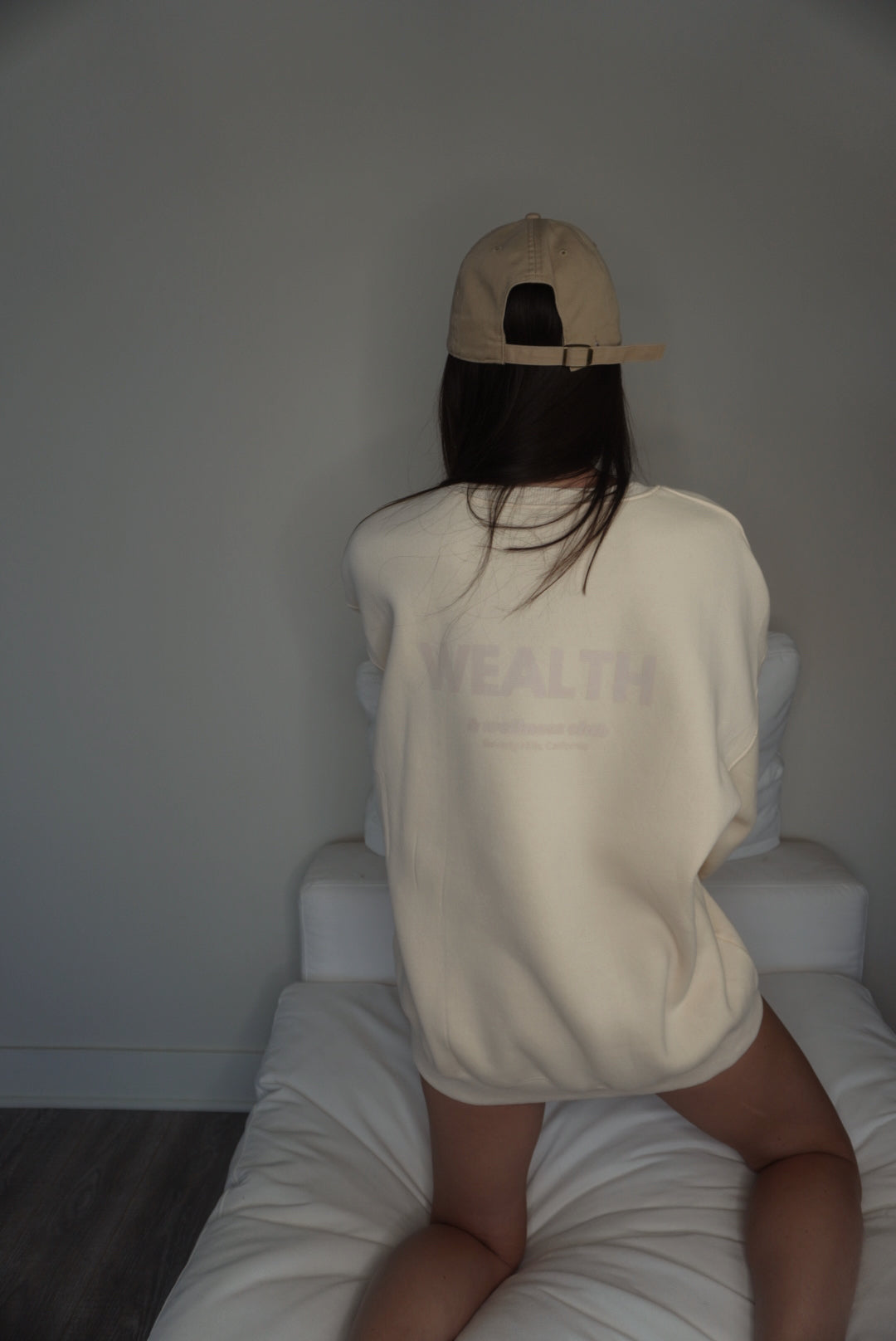 Wealth & Wellness Club Apricot on Apricot Oversized Crewneck Sweatshirt