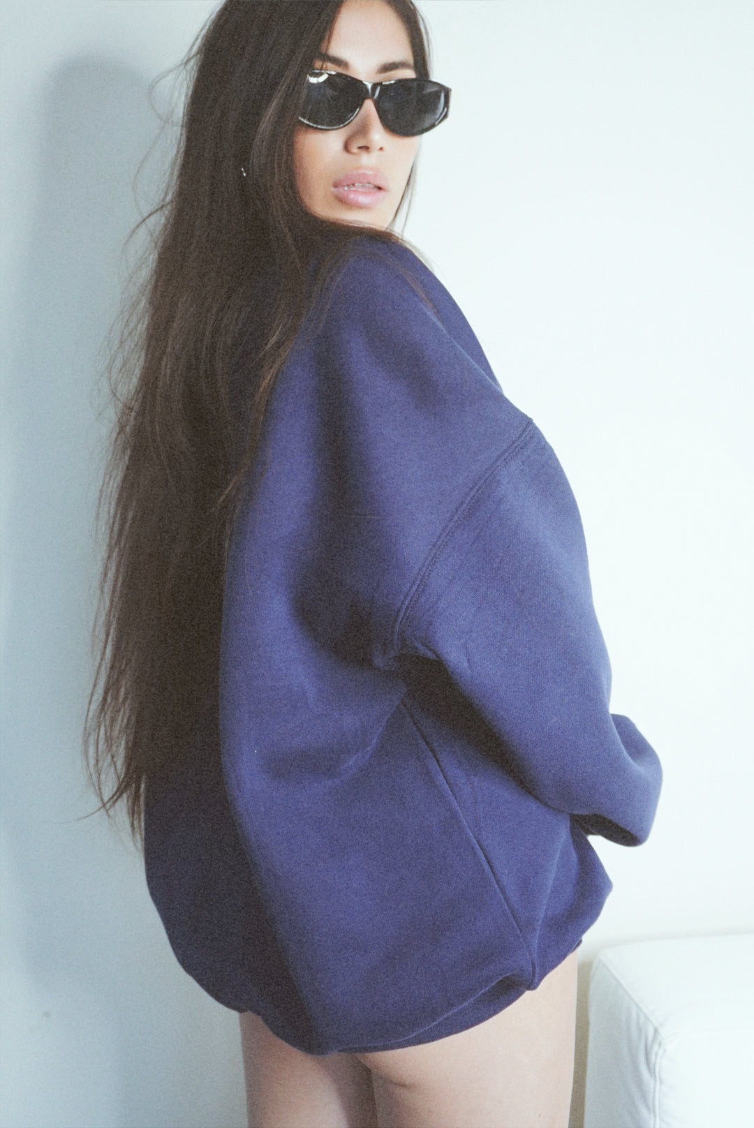 Wealth & Wellness Club Navy Blue Oversized Crewneck Sweatshirt