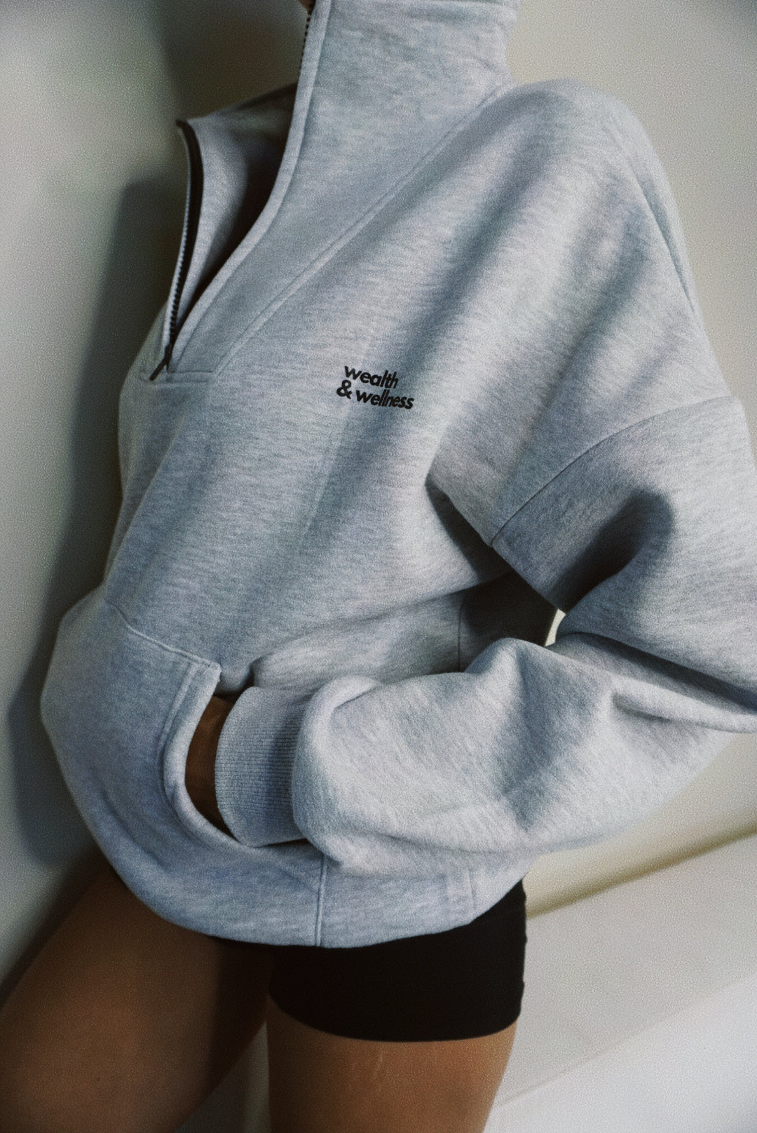 Wealth & Wellness Scuba Oversized Half-Zip Hoodie