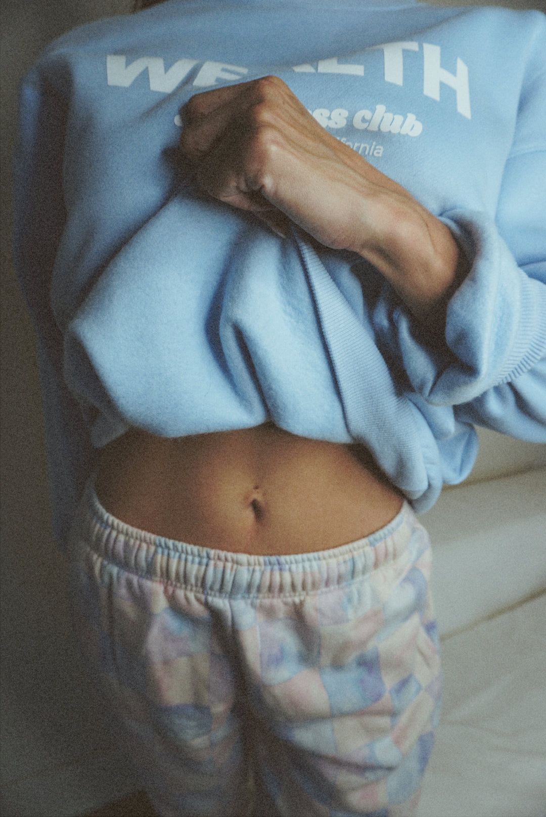 Wealth & Wellness Club Sky Blue Oversized Crewneck Sweatshirt
