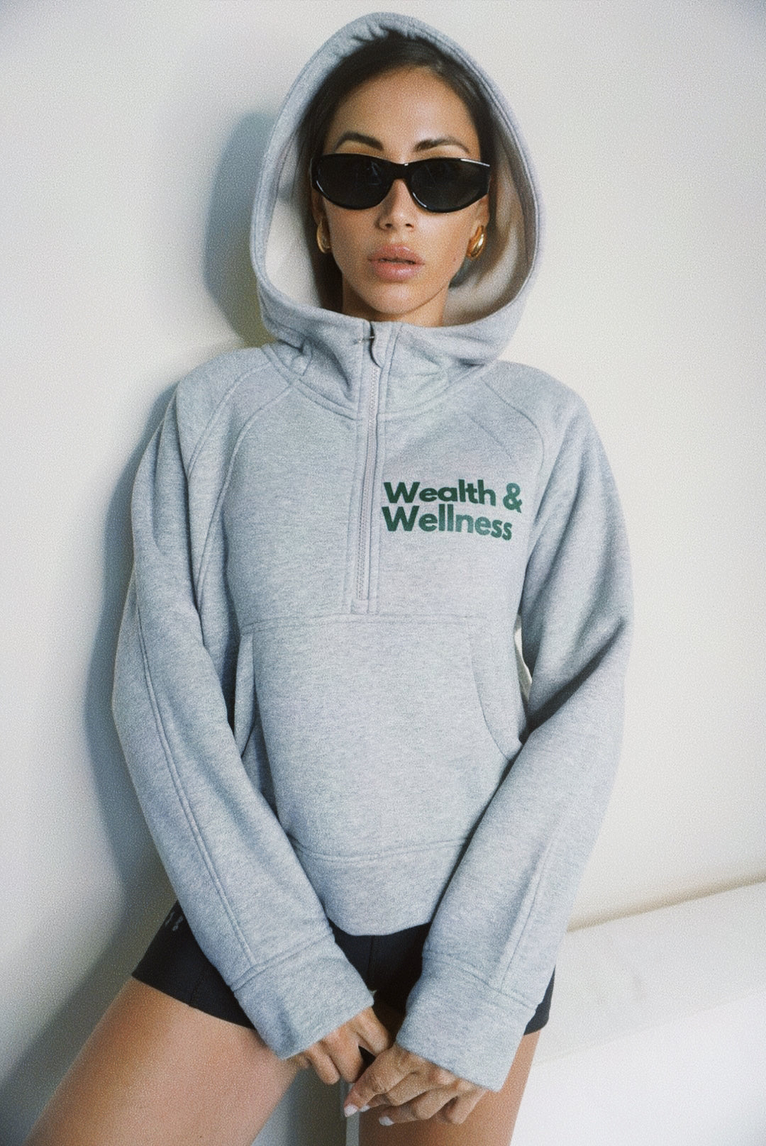 Wealth & Wellness Scuba Oversized Half-Zip Hoodie