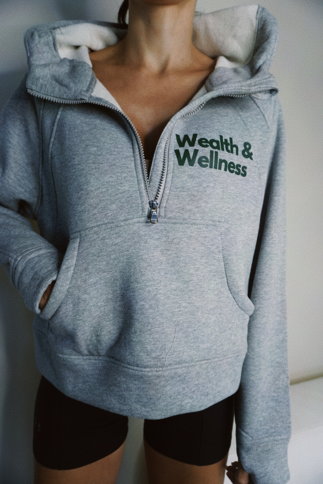 Wealth & Wellness Scuba Oversized Half-Zip Hoodie