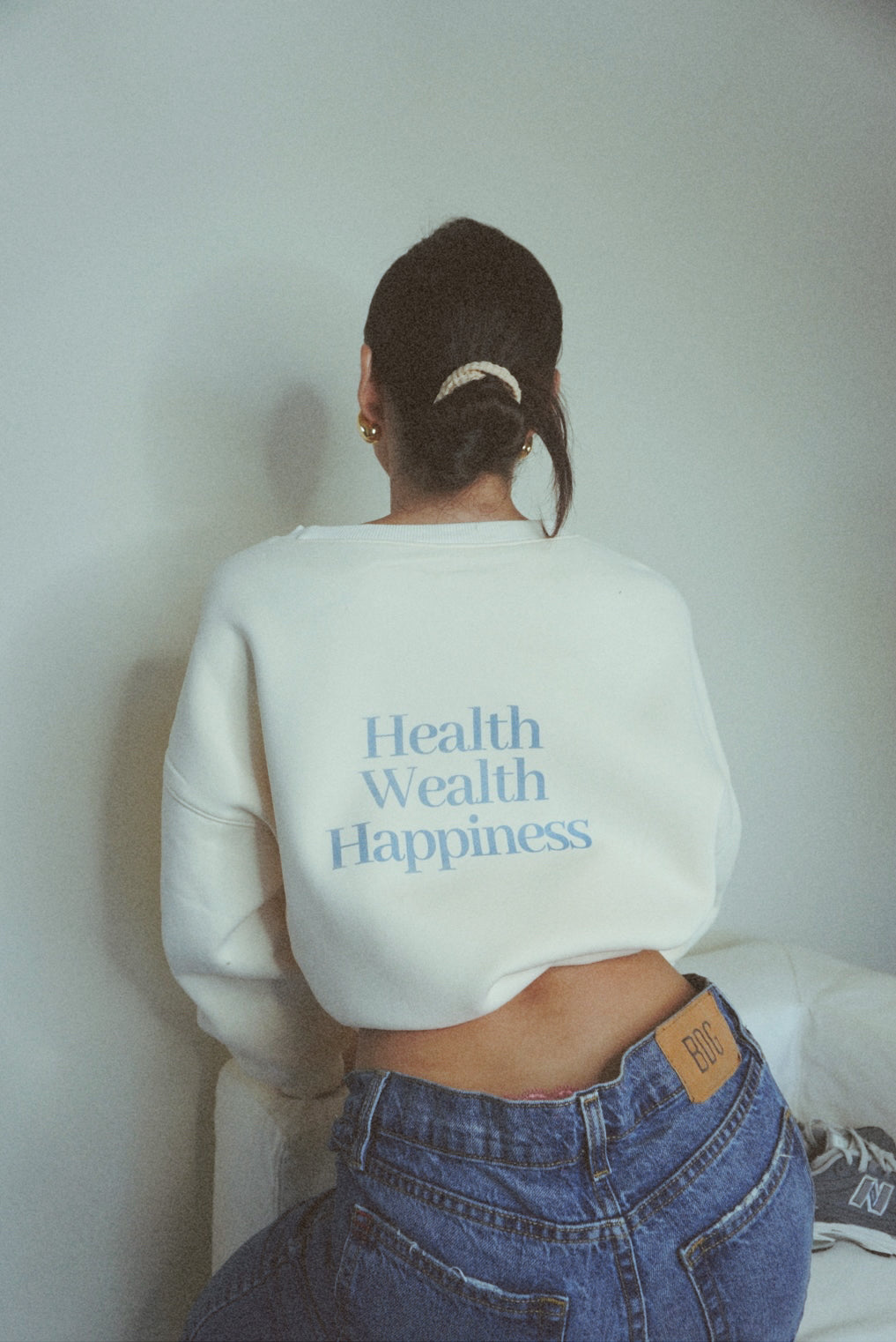 Health Wealth Happiness Apricot Oversized Crewneck Sweatshirt