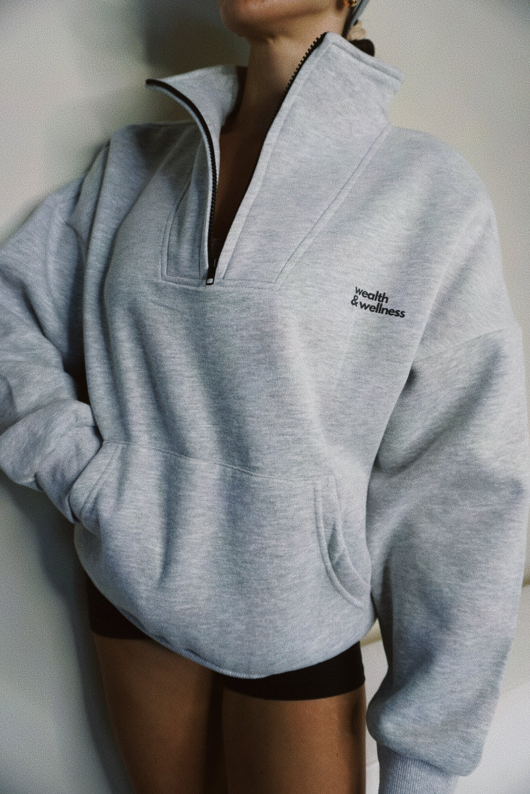 Wealth & Wellness Scuba Oversized Half-Zip Hoodie