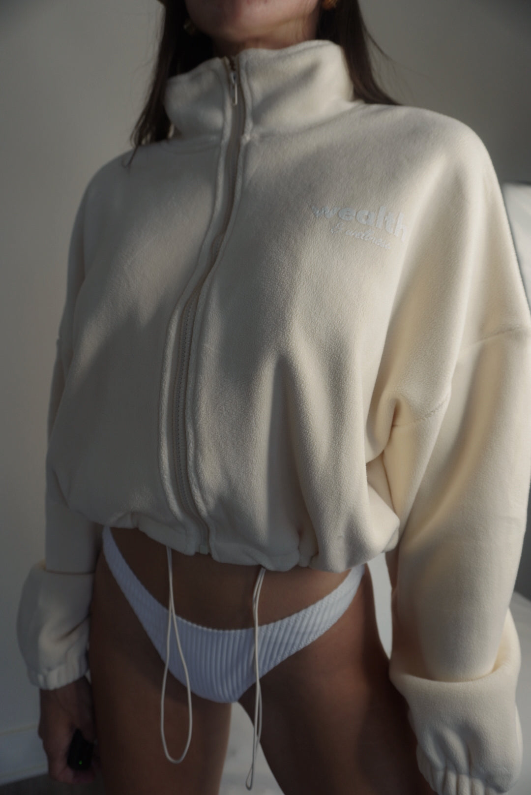 Wealth & Wellness Crop Teddy Jacket