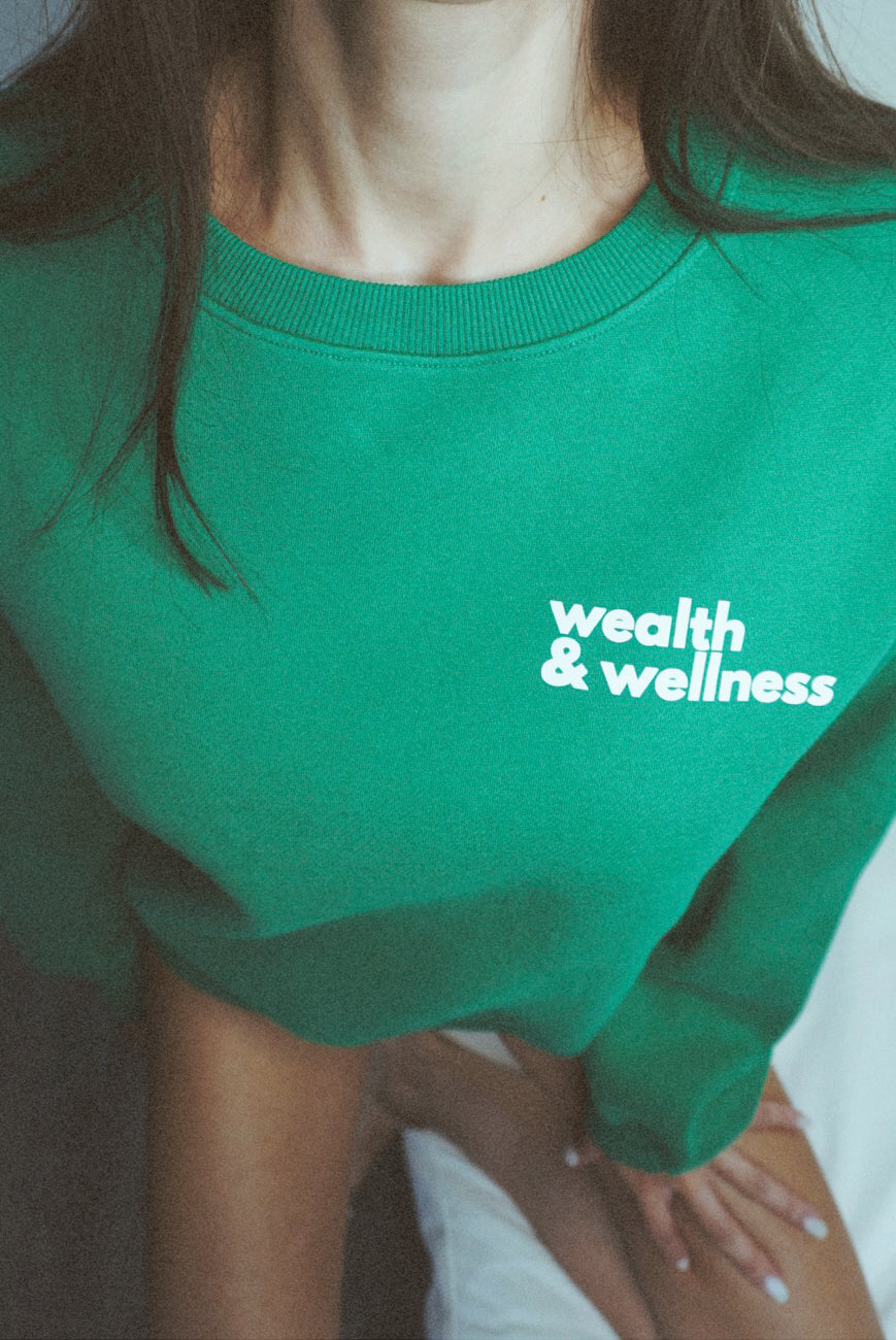 Wealth & Wellness Club Kelly Green Oversized Crewneck Sweatshirt