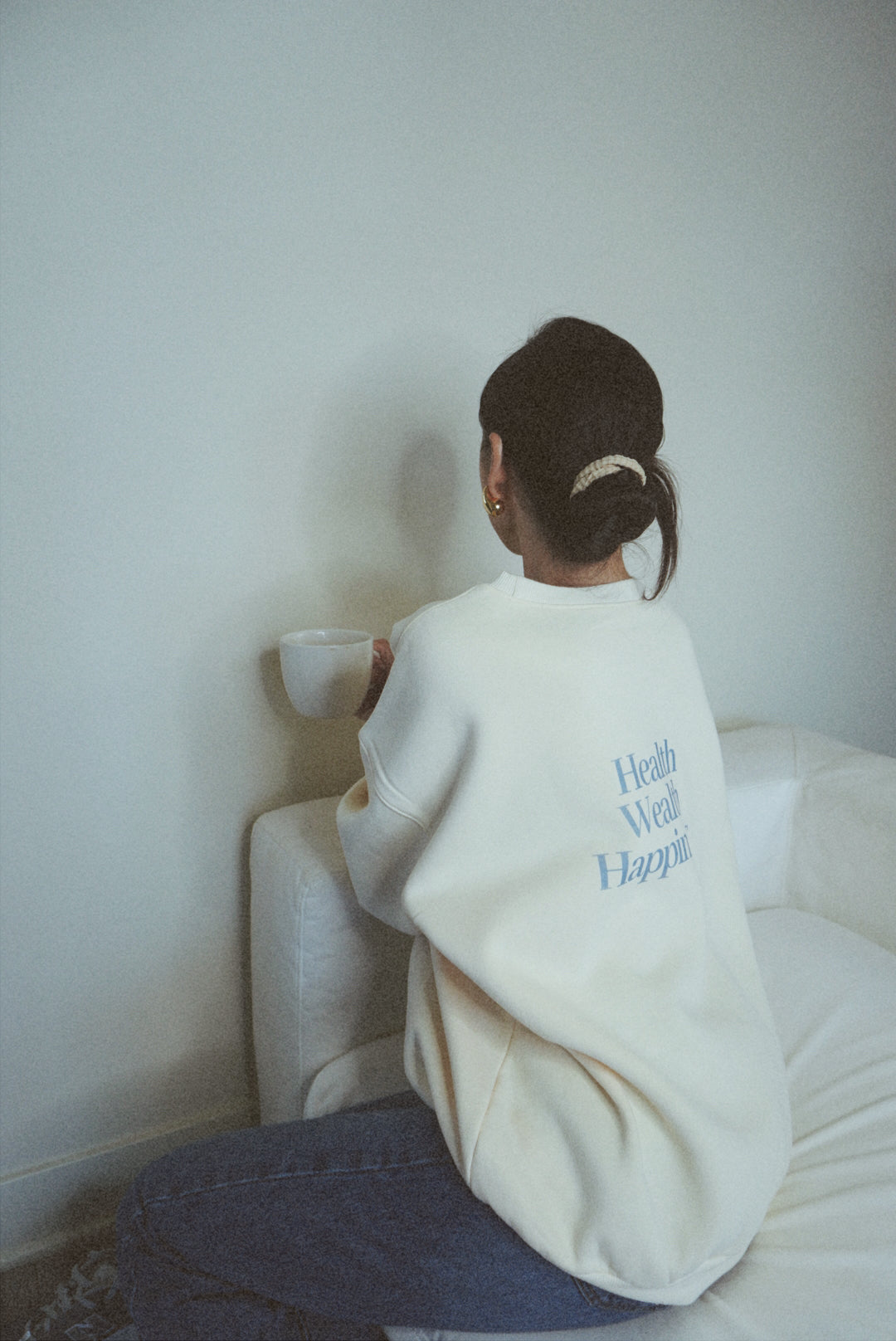 Health Wealth Happiness Apricot Oversized Crewneck Sweatshirt