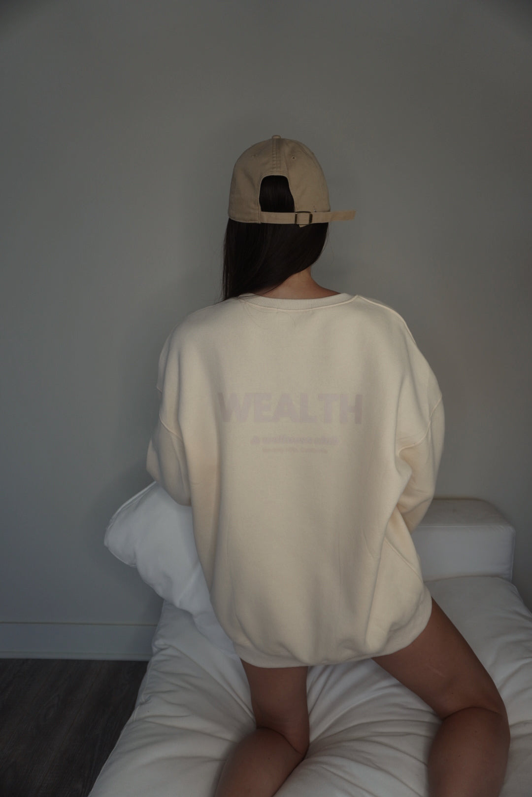 Wealth & Wellness Club Apricot on Apricot Oversized Crewneck Sweatshirt