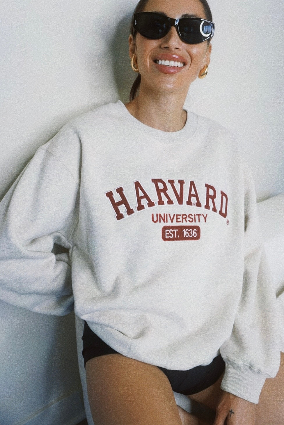 Original Harvard University Est 1636 Grey and Maroon Crewneck Sweatshirt