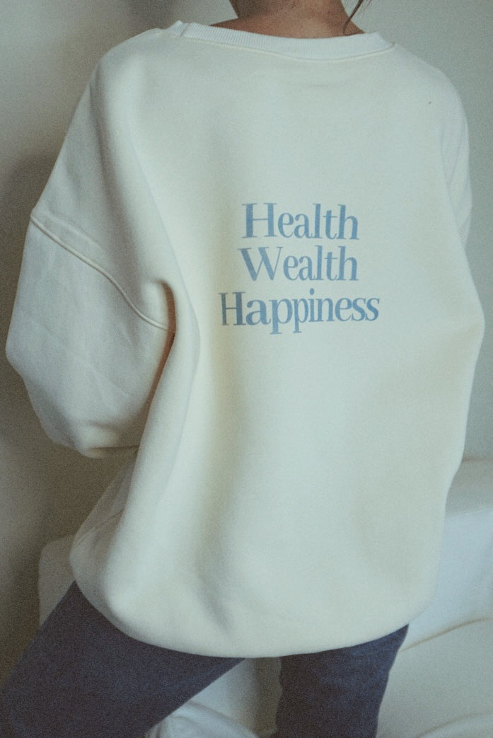 Health Wealth Happiness Apricot Oversized Crewneck Sweatshirt