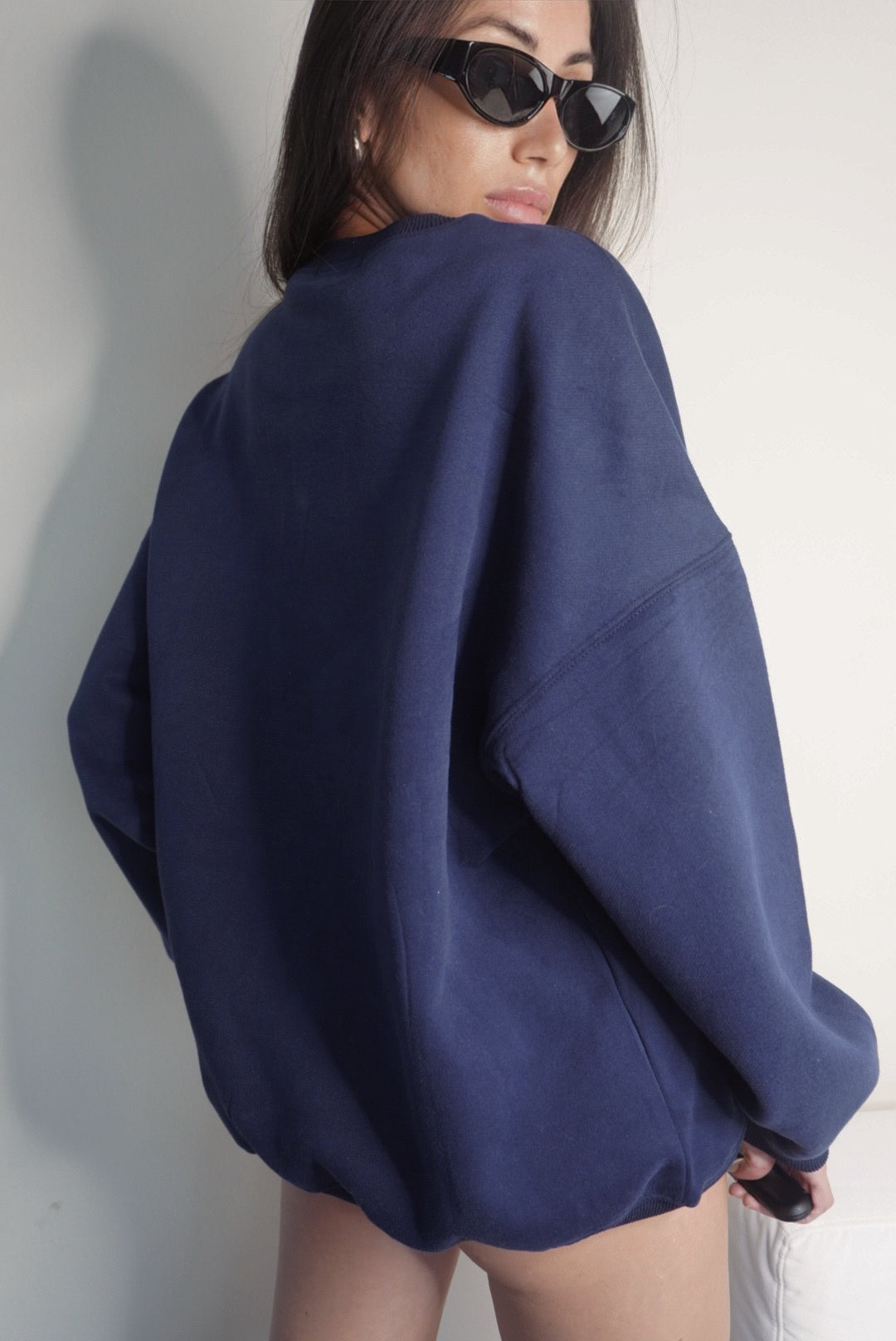 Wealth & Wellness Club Navy Blue Oversized Crewneck Sweatshirt
