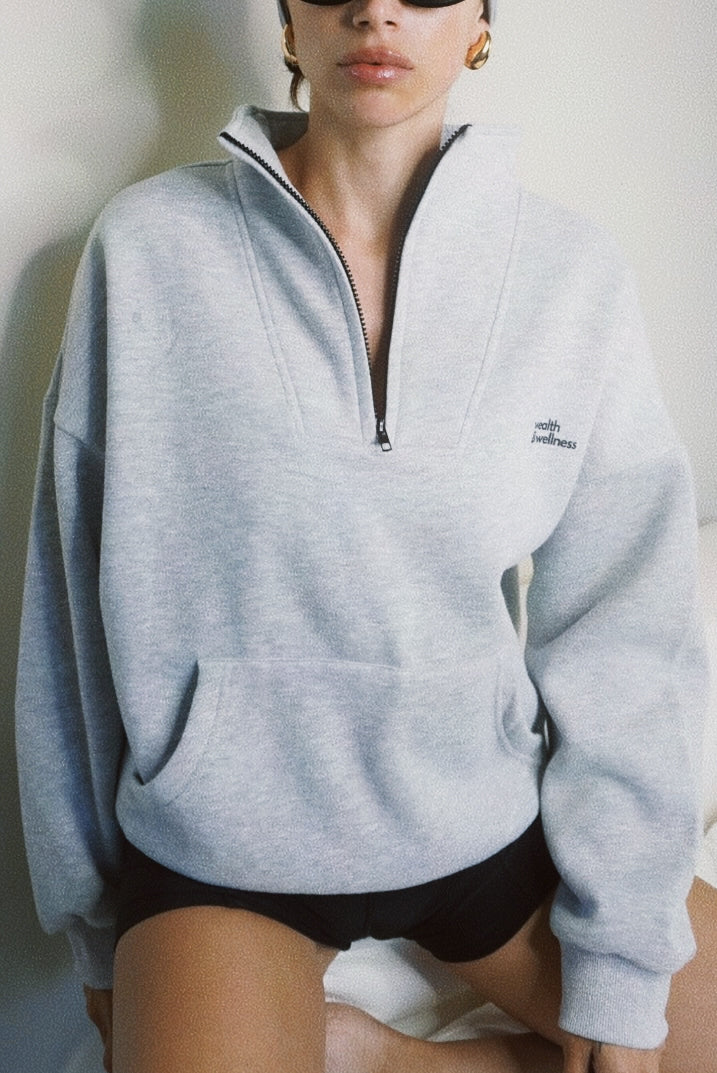 Wealth & Wellness Scuba Oversized Half-Zip Hoodie