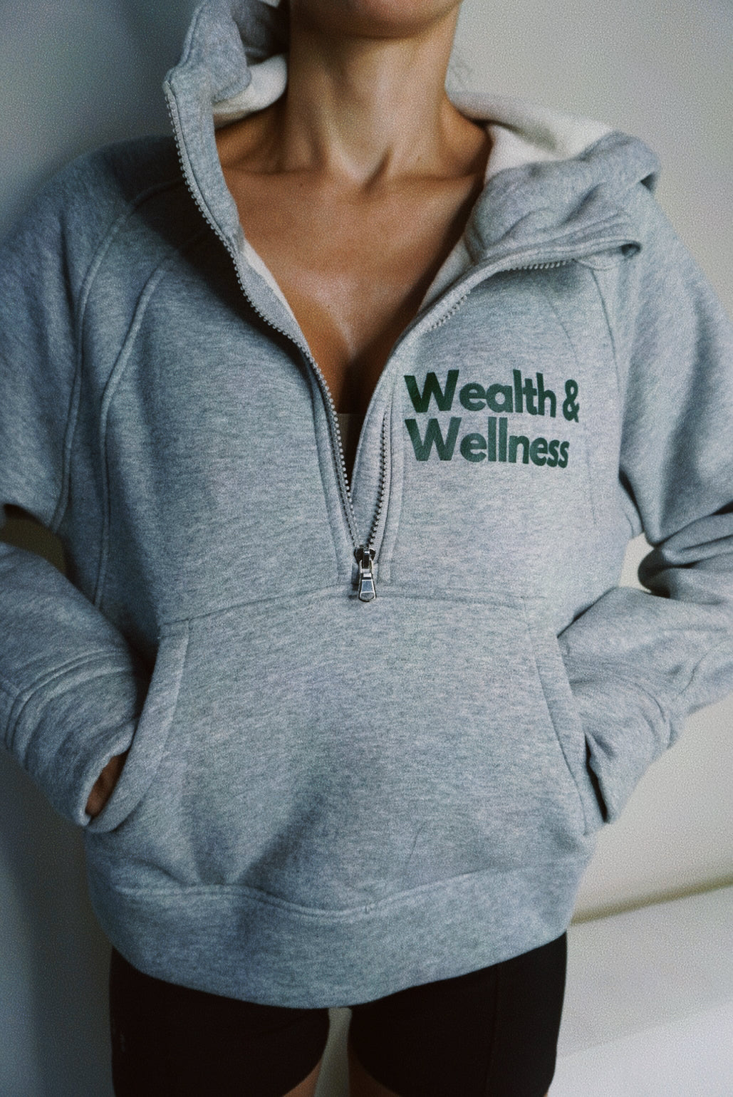 Wealth & Wellness Scuba Oversized Half-Zip Hoodie