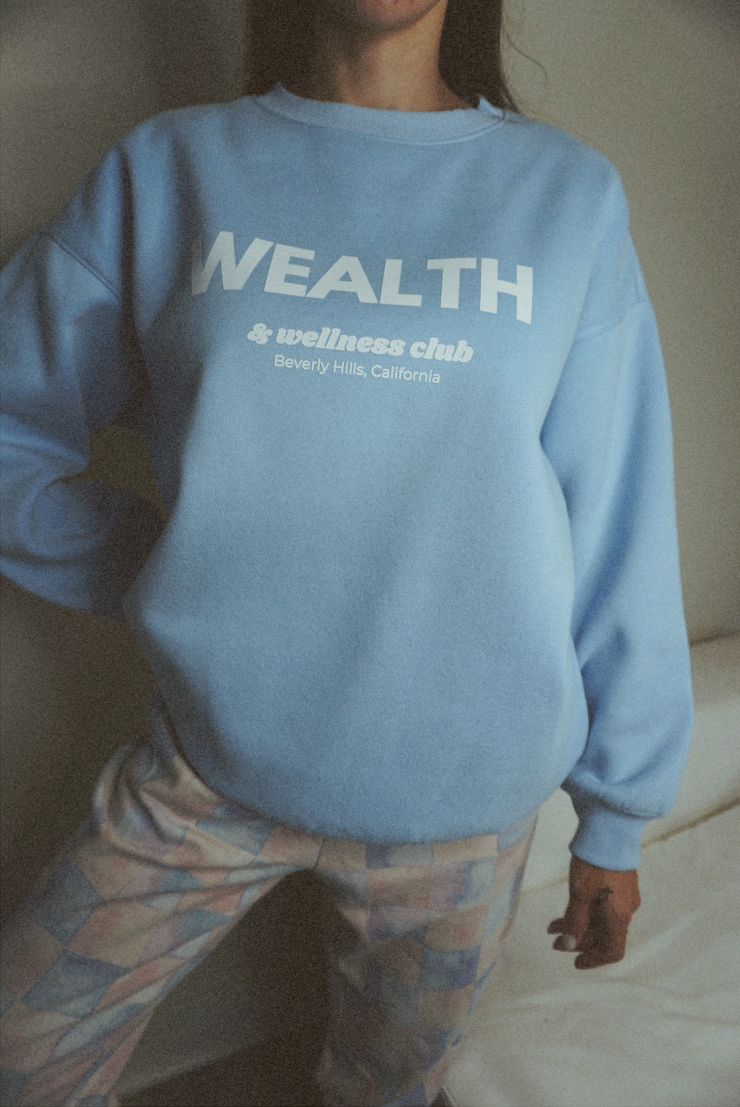 Wealth & Wellness Club Sky Blue Oversized Crewneck Sweatshirt