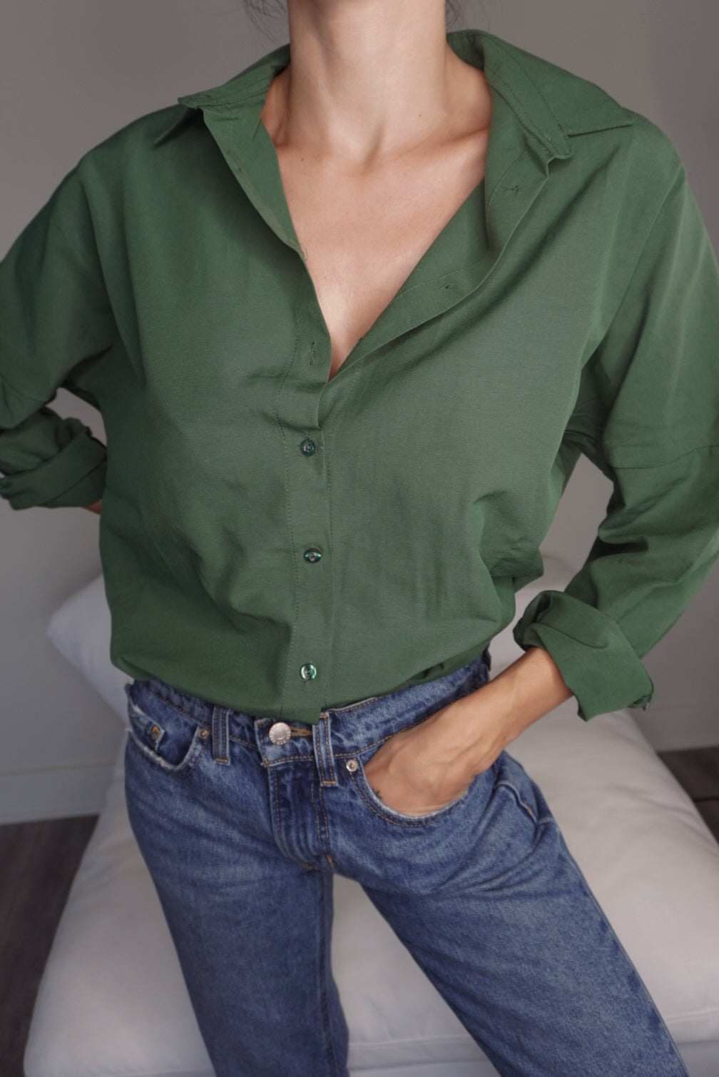 Forest Green Button Down Flannel
