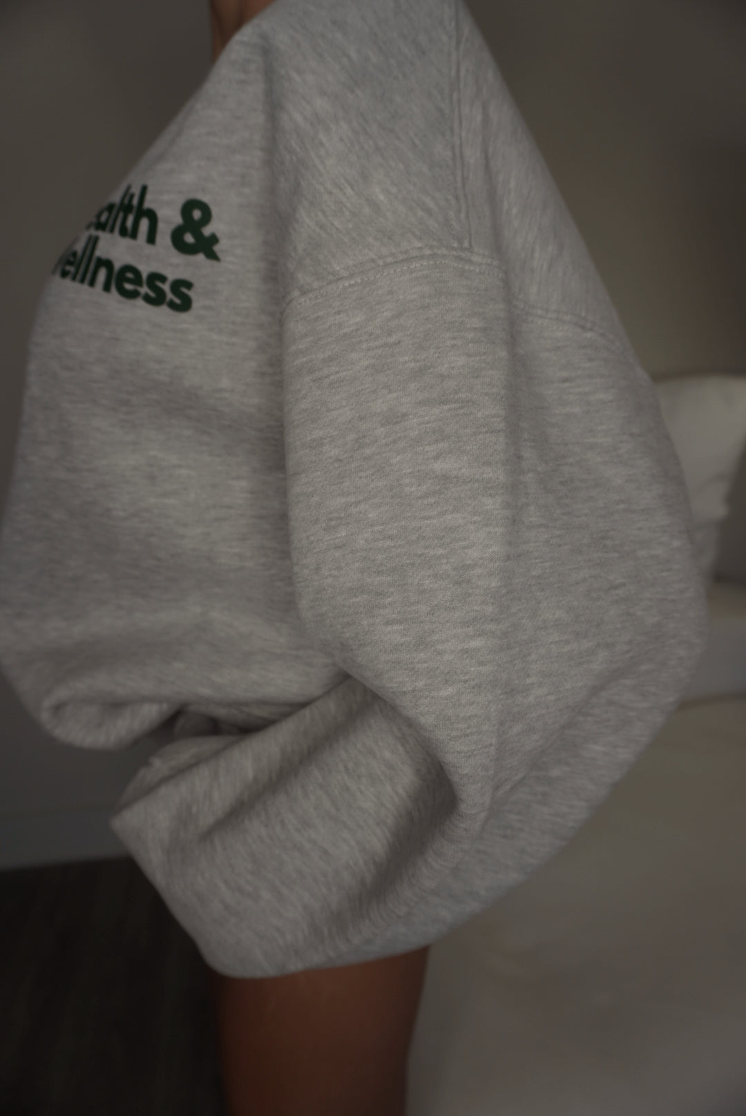 Wealth & Wellness Grey and Dark Green Oversized Crewneck Sweatshirt
