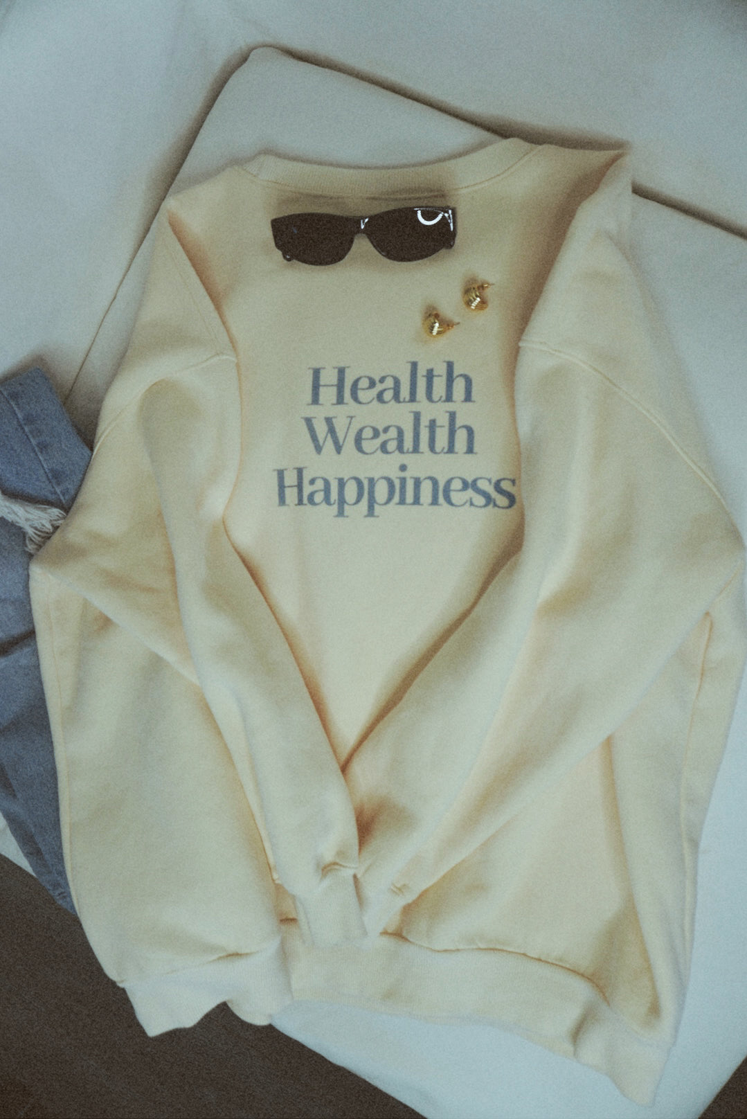 Health Wealth Happiness Apricot Oversized Crewneck Sweatshirt