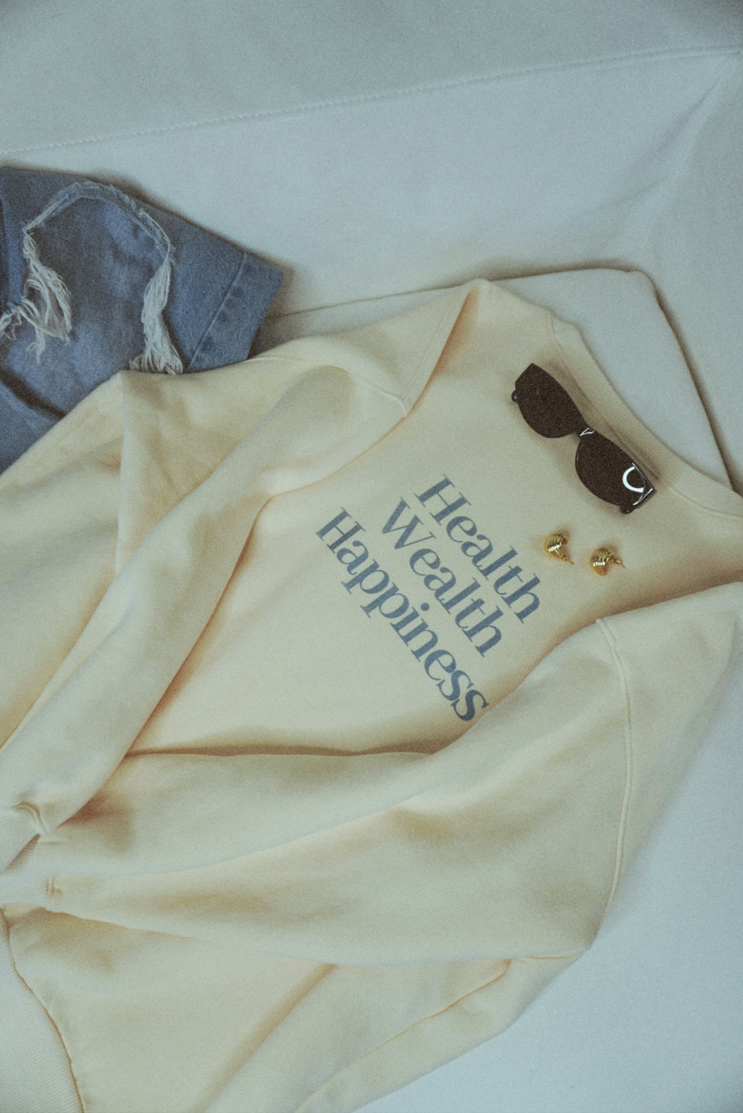 Health Wealth Happiness Apricot Oversized Crewneck Sweatshirt