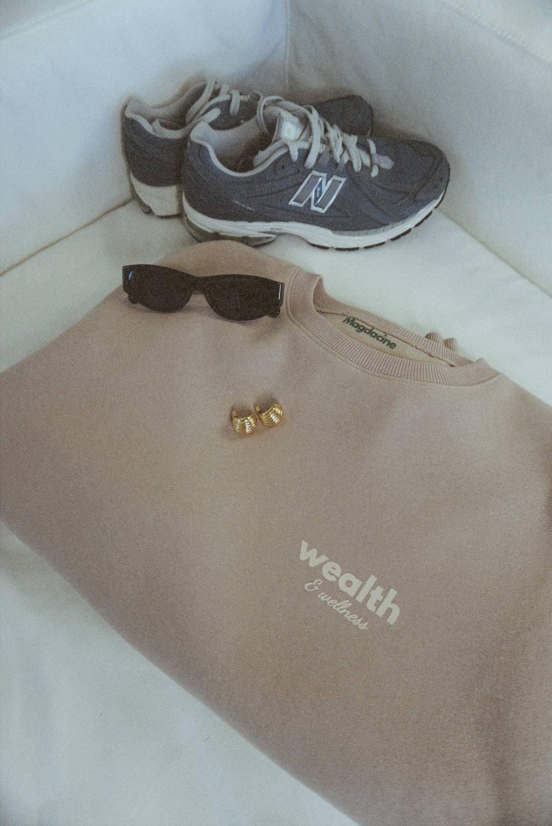 Wealth & Wellness Club Tan Oversized Crewneck Sweatshirt