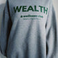 Wealth & Wellness Club Grey Green Oversized Crewneck Sweatshirt