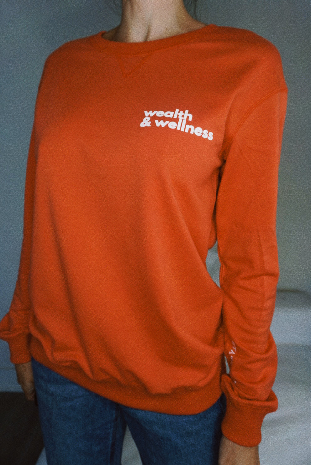 Wealth & Wellness Club Long sleeve Cotton Jersey T-Shirt in Red and White