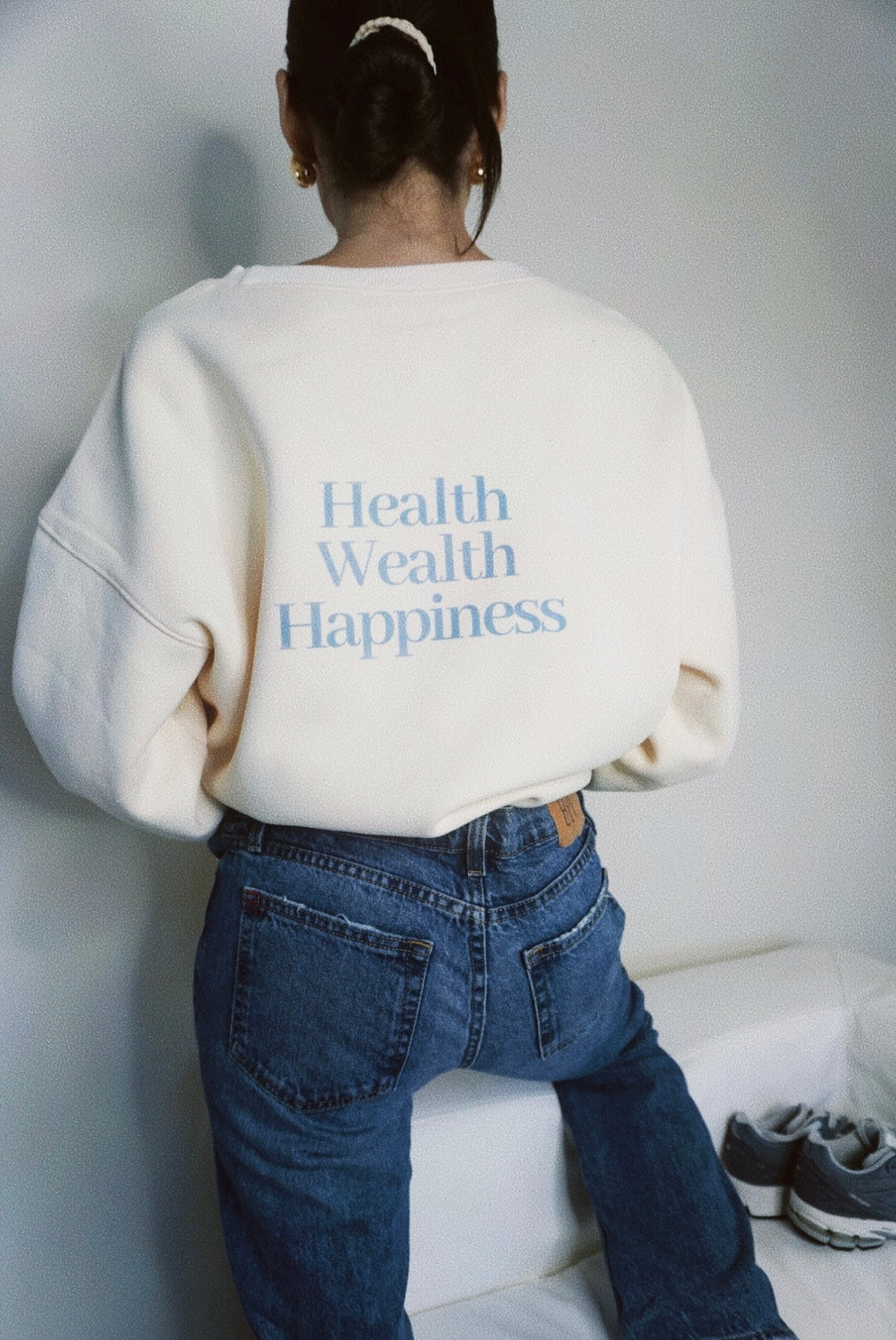 Health Wealth Happiness Apricot Oversized Crewneck Sweatshirt
