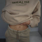 Wealth & Wellness Club Tan and Green Oversized Crewneck Sweatshirt
