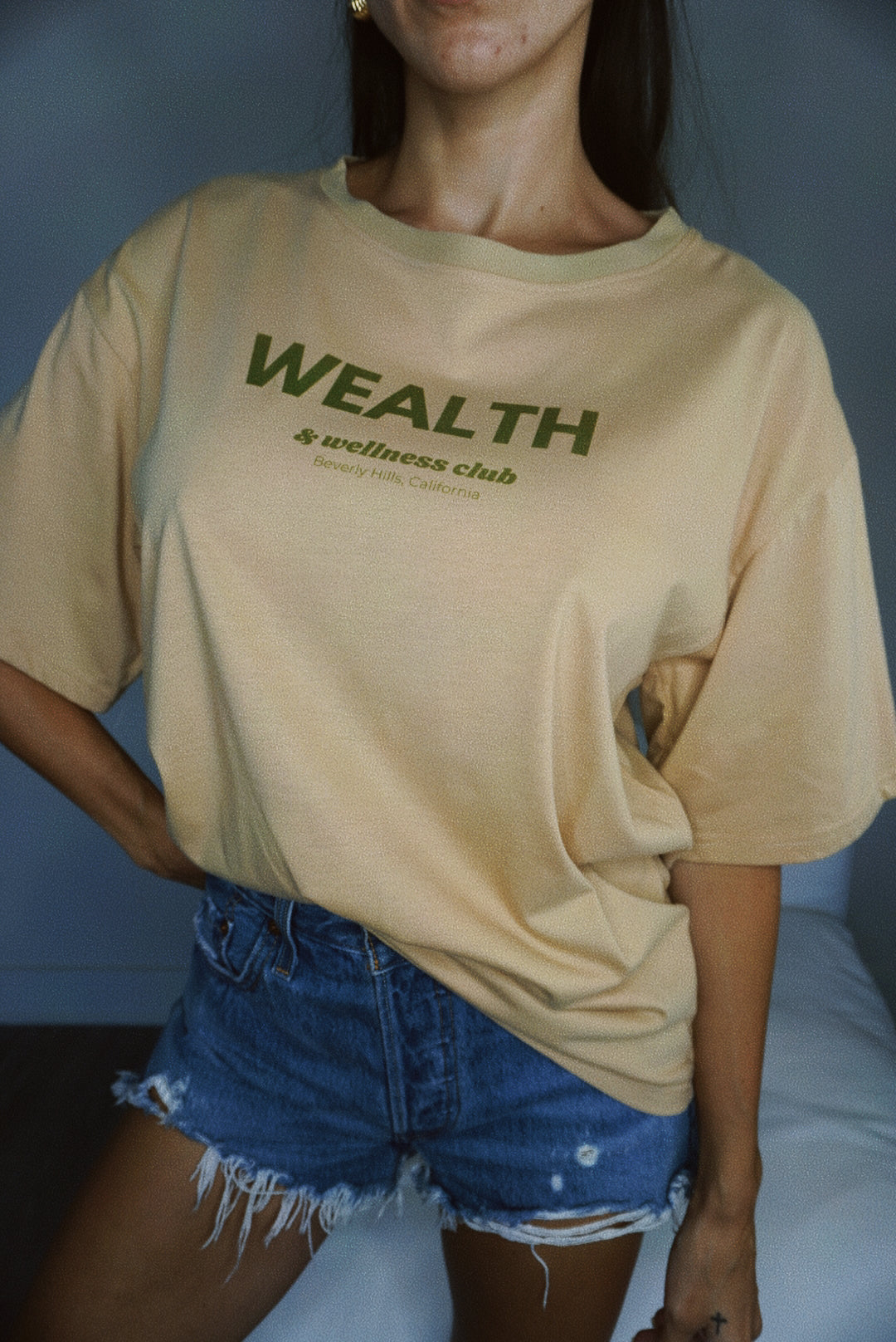 Wealth & Wellness Oversized Tan T-Shirt